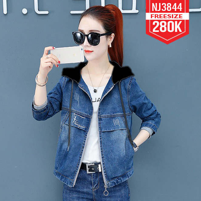 ÁO KHOÁC JEAN PHỐI NÓN ĐEN 